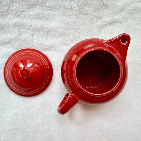 Vintage Fiesta 2 Cup Teapot & Lid Rare Scarlet Red Made In USA HLC Intro 2004 - Picture 7 of 11